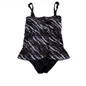 Byron Blue Australia Tiered Tummy Control One Piece Swimsuit Sz 14